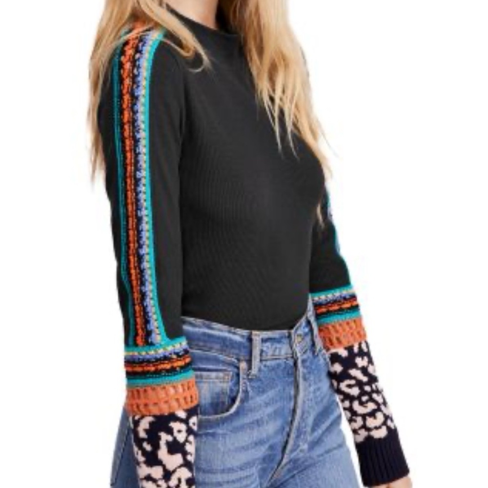 Free People Switch It Up Thermal Long Sleeve Top SZ XS Crochet Boho Colorful - Picture 6 of 6